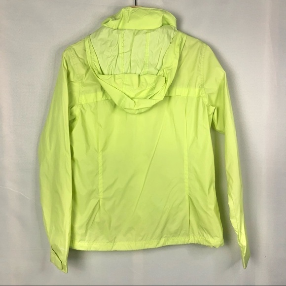 Columbia Bright Neon Yellow Green Packable Lightweight Rain Jacket M - Picture 2 of 6